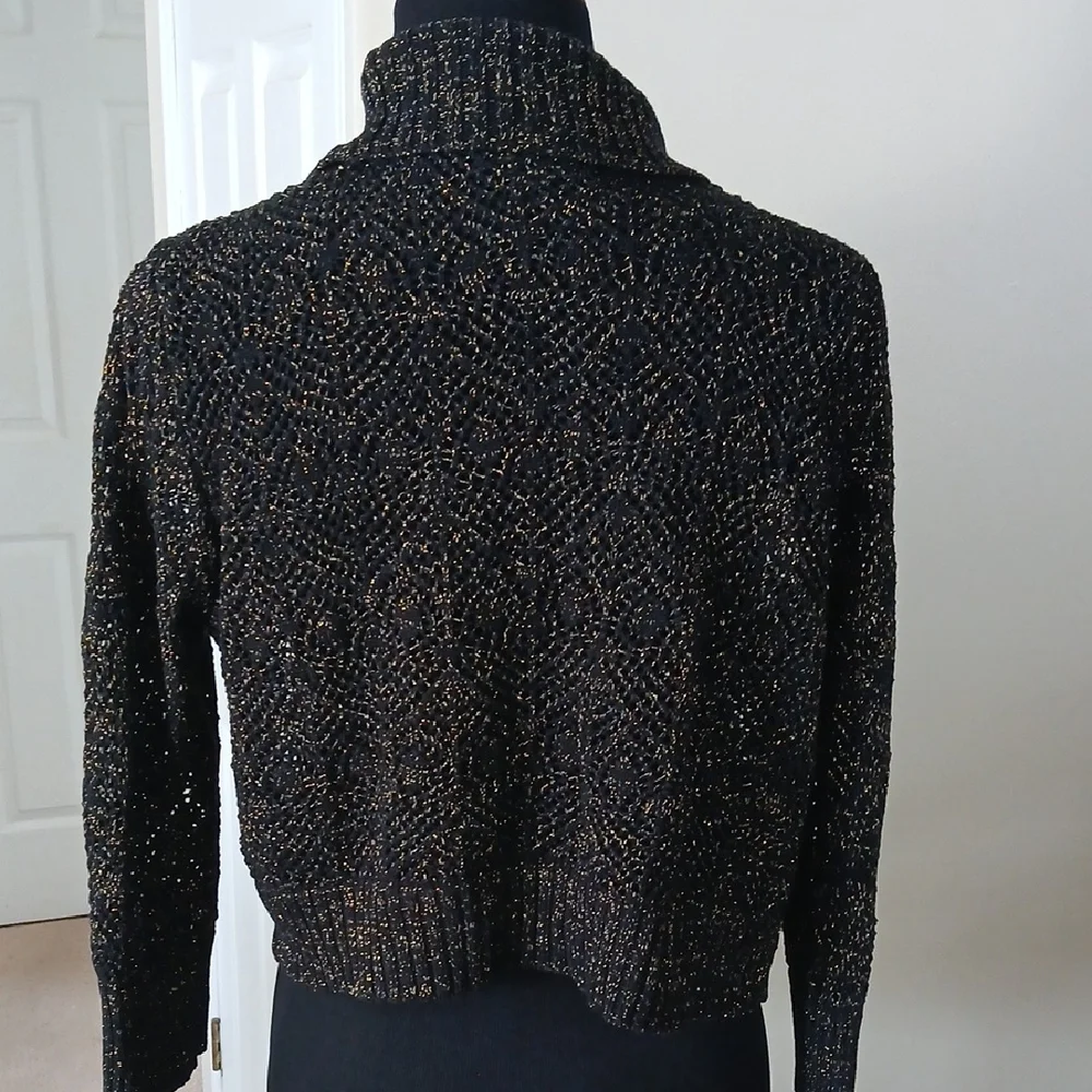 💓3/$15 Jessica Black and Gold Textured Blazer - Picture 3 of 4